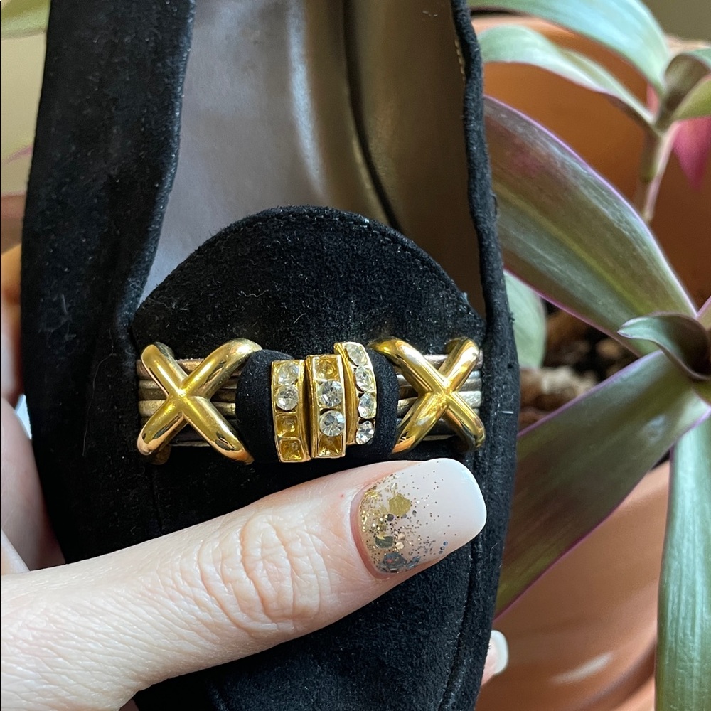 Sesto Meucci Suede Loafers with Gold and Crystal Accents - Picture 4 of 4